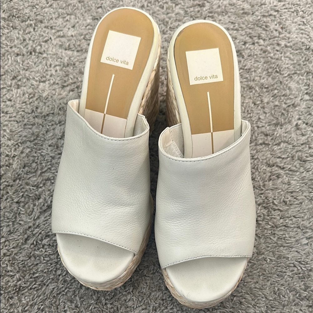 Dolce Vita Cream Mules with Wedge Heel
